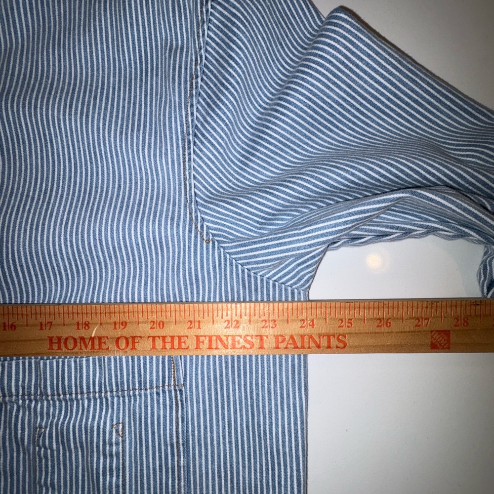 Men's Blue Striped Shirt Jacket - Picture 5 of 8